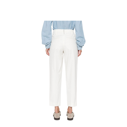 Stretch Cotton Cover Slouchy Trousers with Monili
