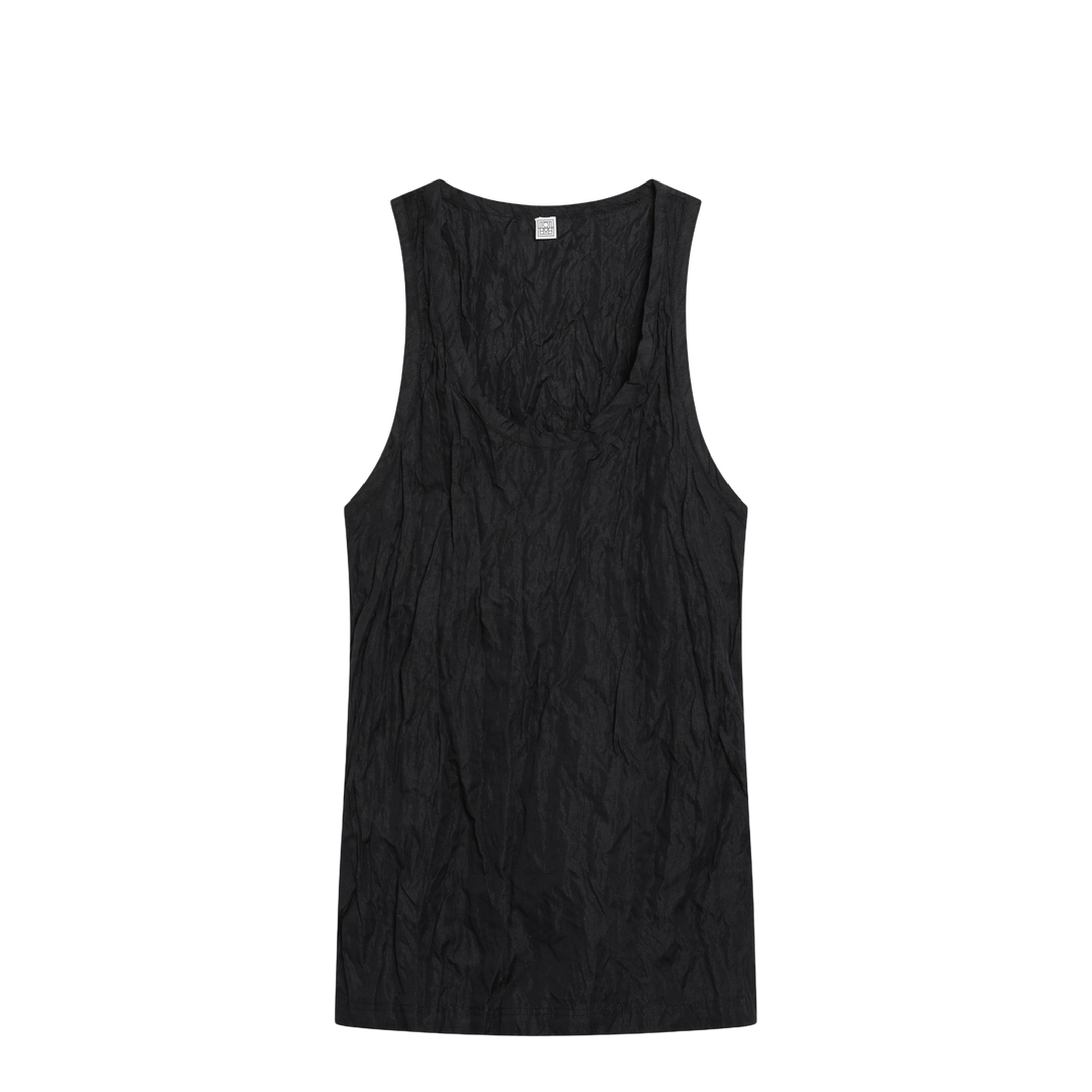 MAYFEYR - Toteme - Black Crinkled Cotton Tank Top - 262-WRT0712FB0609001