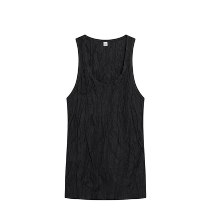 MAYFEYR - Toteme - Black Crinkled Cotton Tank Top - 262-WRT0712FB0609001