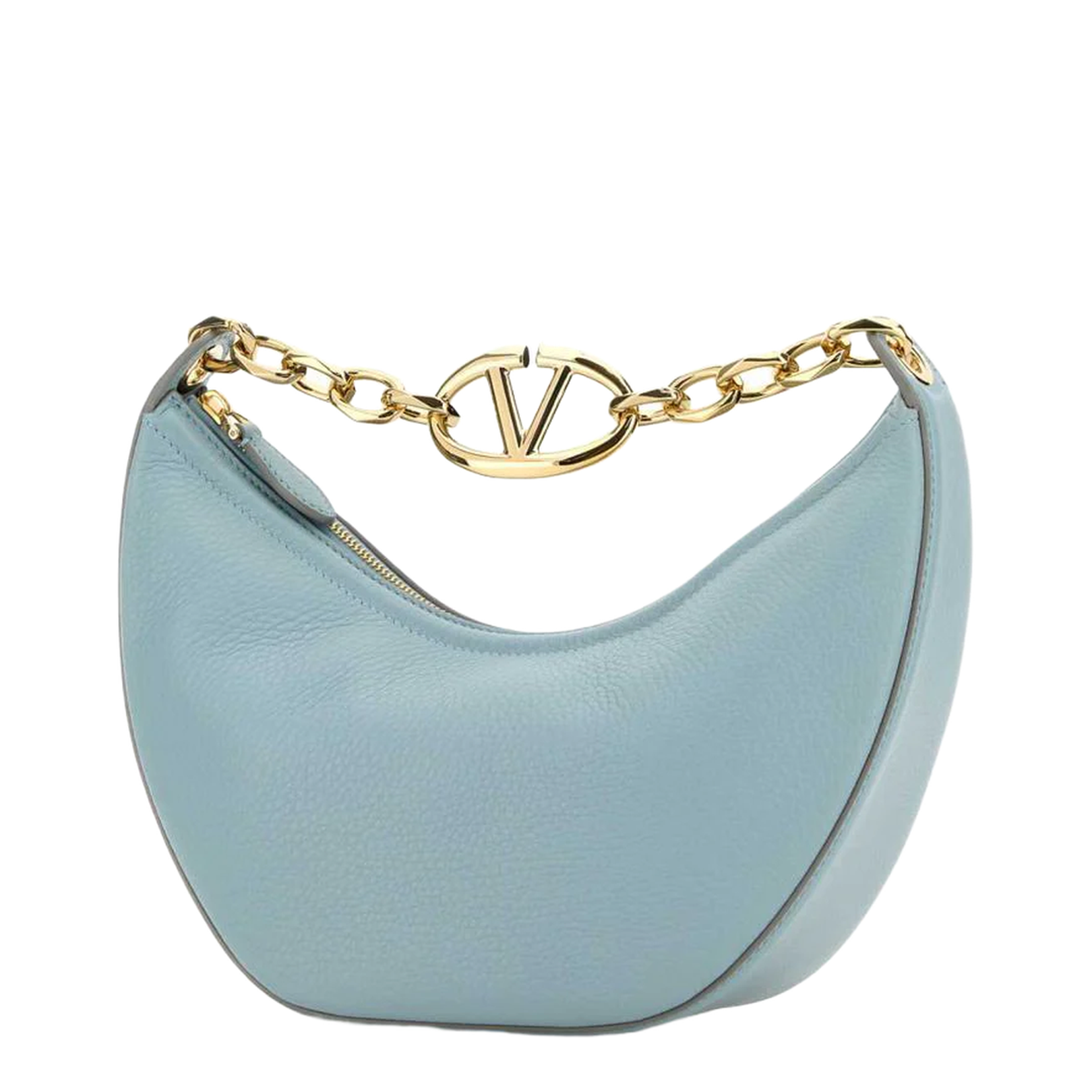 Light blue leather small Hobo VLogo Moon handbag