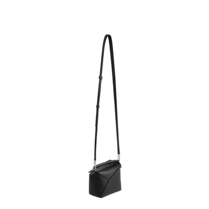 Puzzle Edge Mini Calfskin Top-Handle Bag - Black