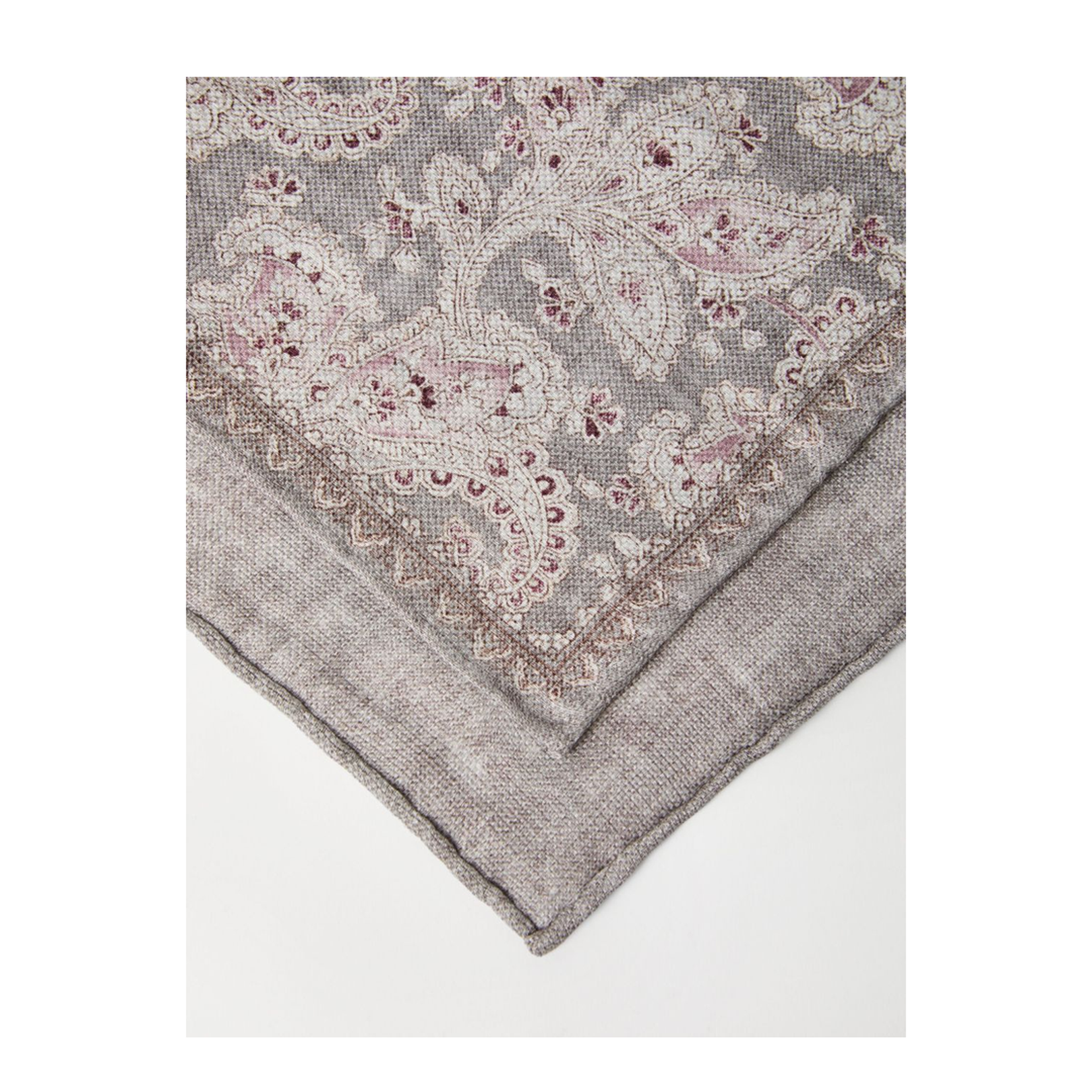 Double Face Linen and Silk Pocket Square with Paisley Design