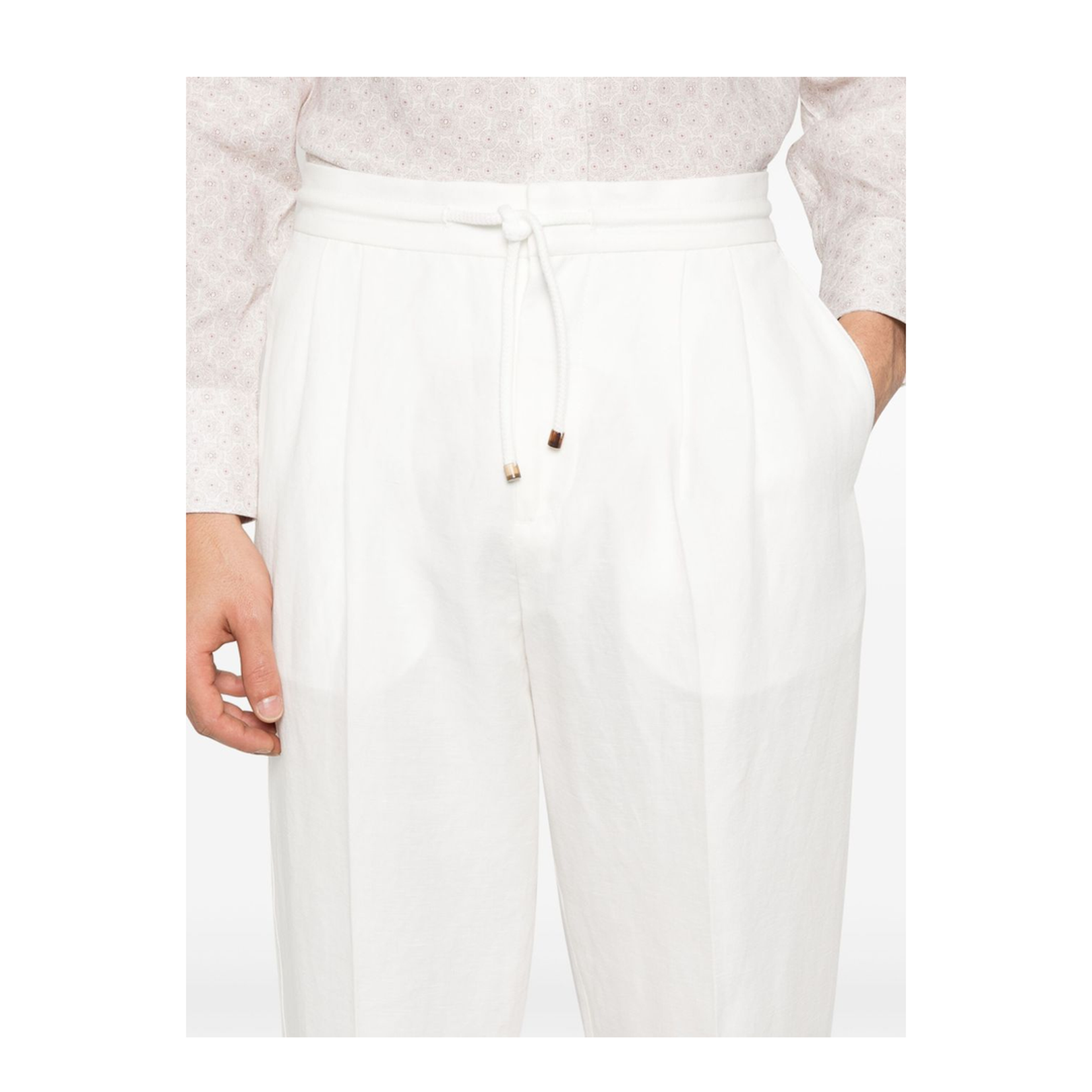 Linen Blend Drawstring Trousers