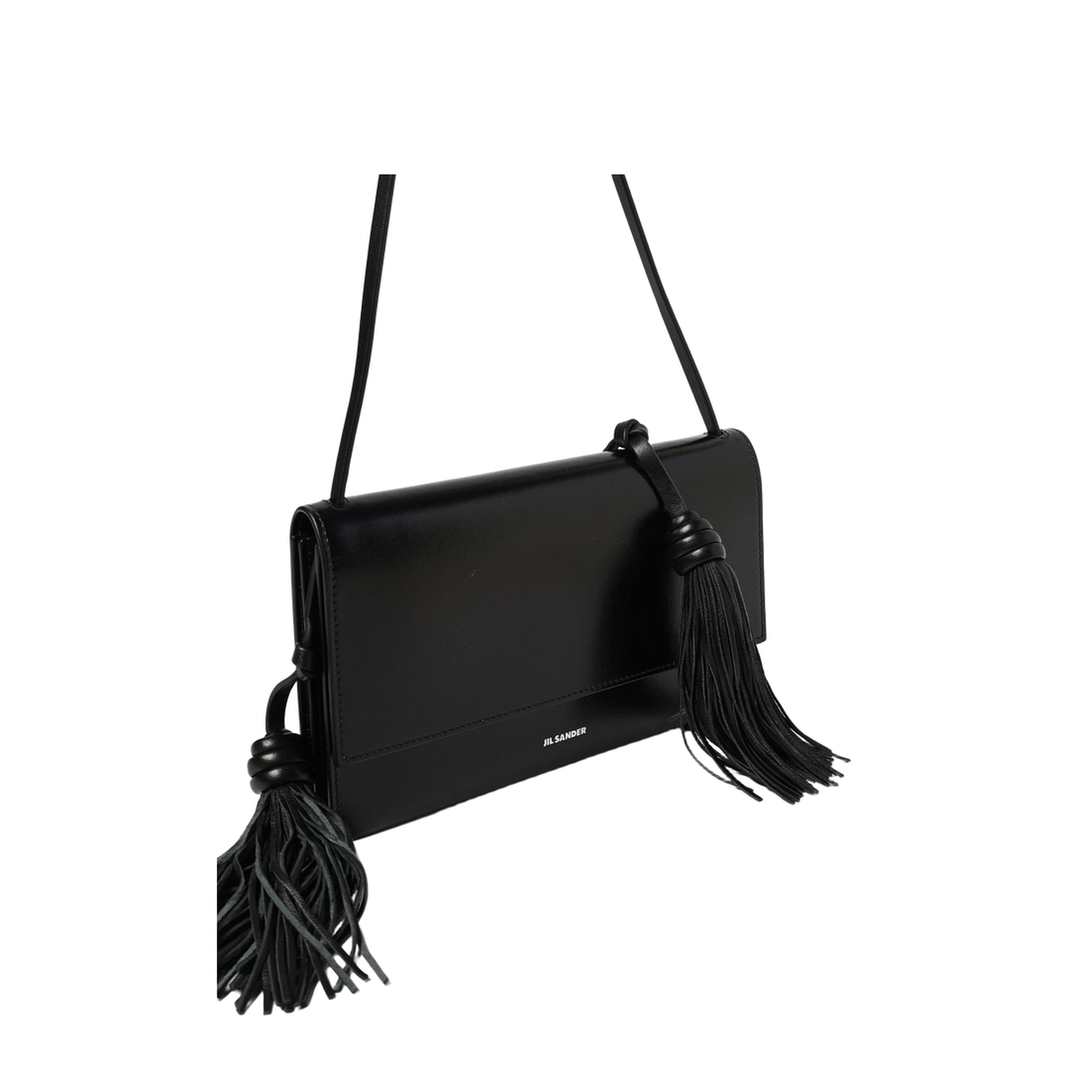 Leather Crossbody Bag with Side Tassels