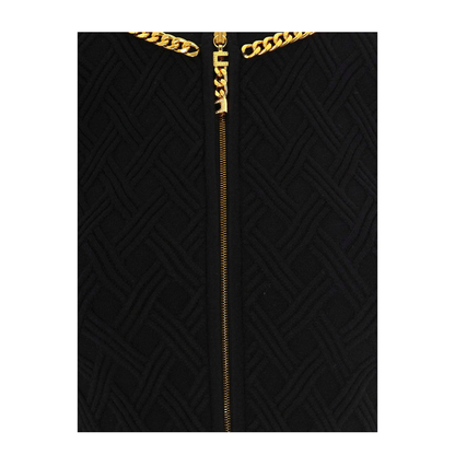 MAYFEYR - Elisabetta Franchi - Black Diamond Pattern Zip Front Sweater - MK29B56E2110