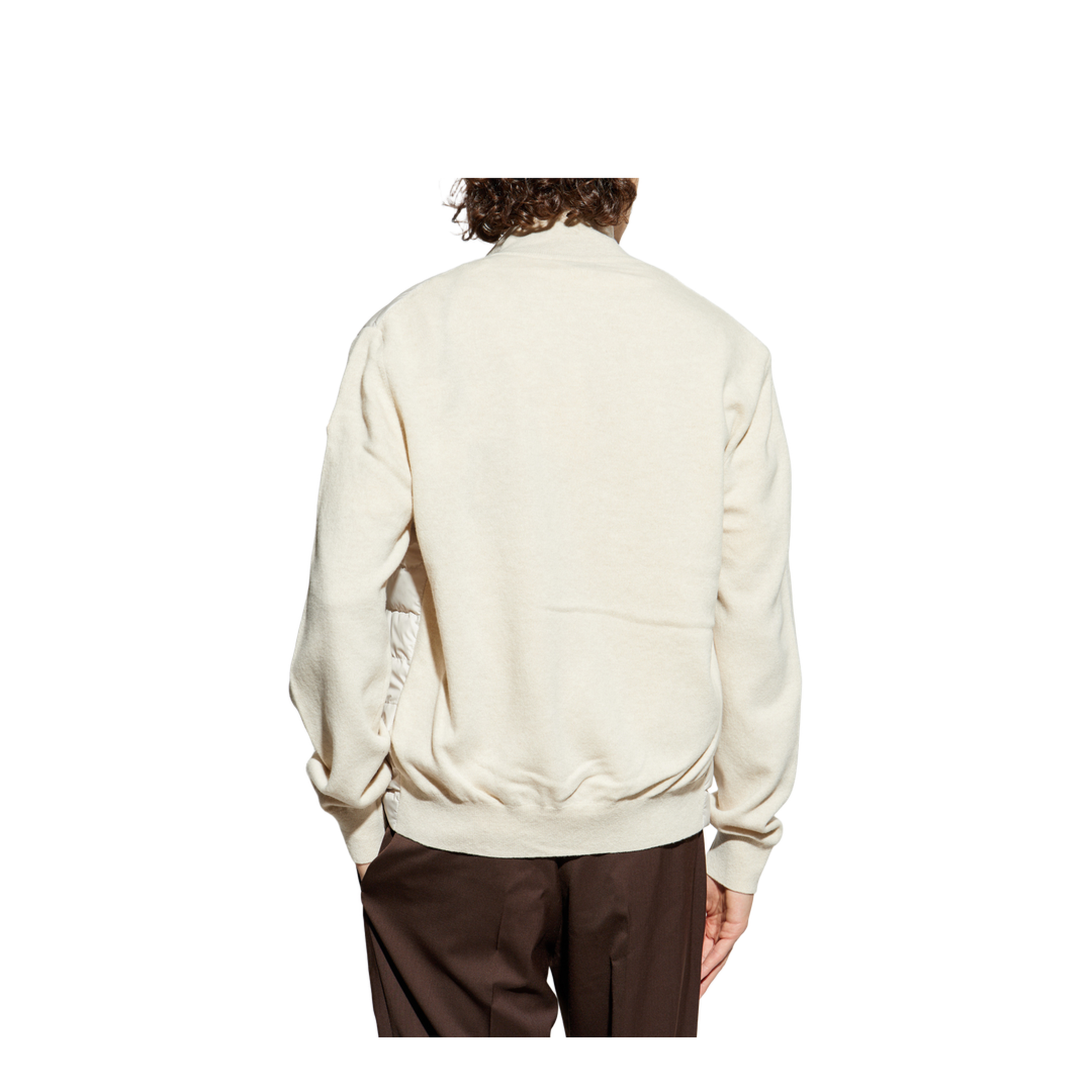 White Padded Wool & Cashmere Zip-Up Cardigan