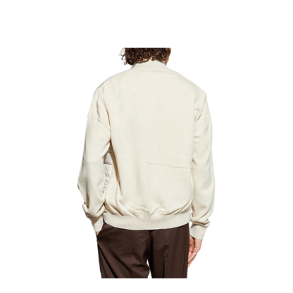 White Padded Wool & Cashmere Zip-Up Cardigan