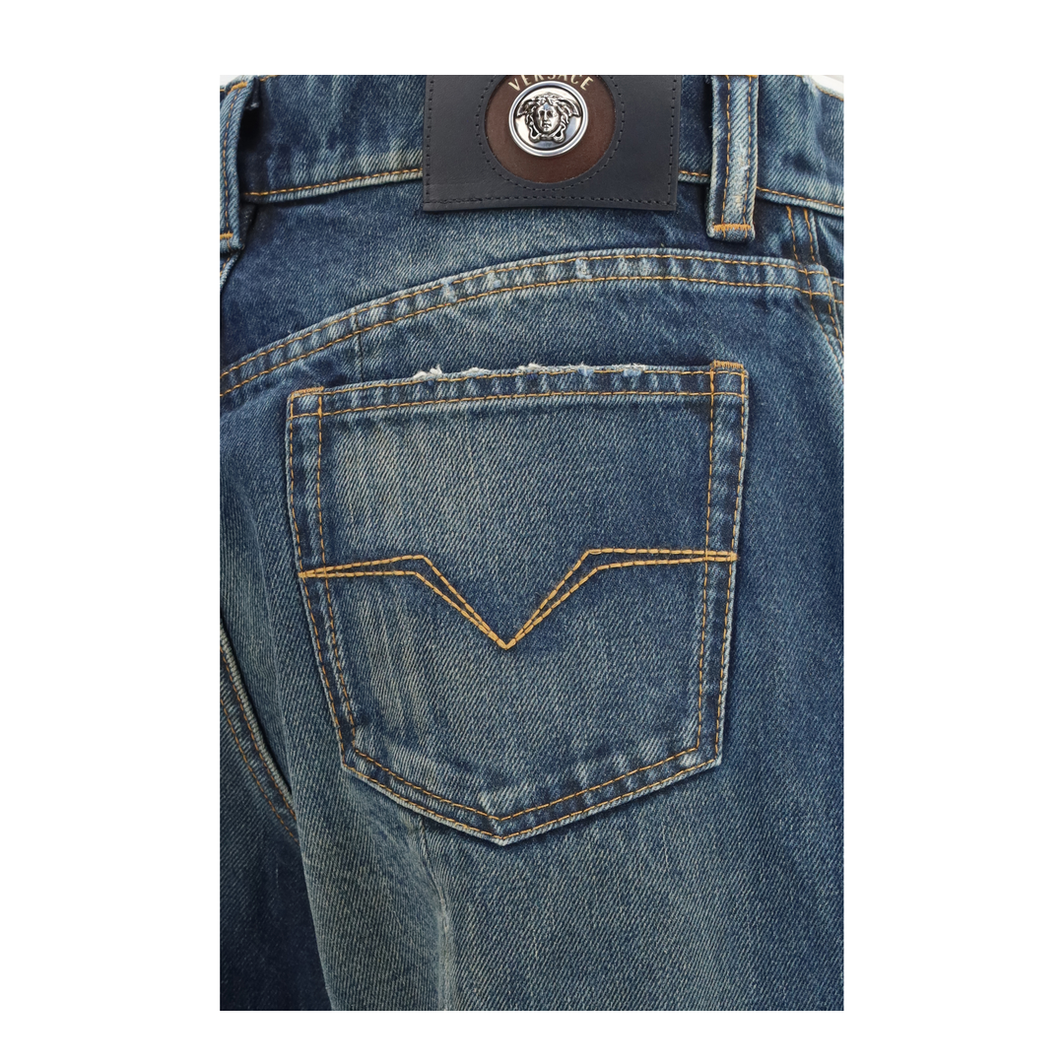 MAYFEYR - Versace - Distressed Straight-Leg Cotton Denim Jeans - 10245291A17707