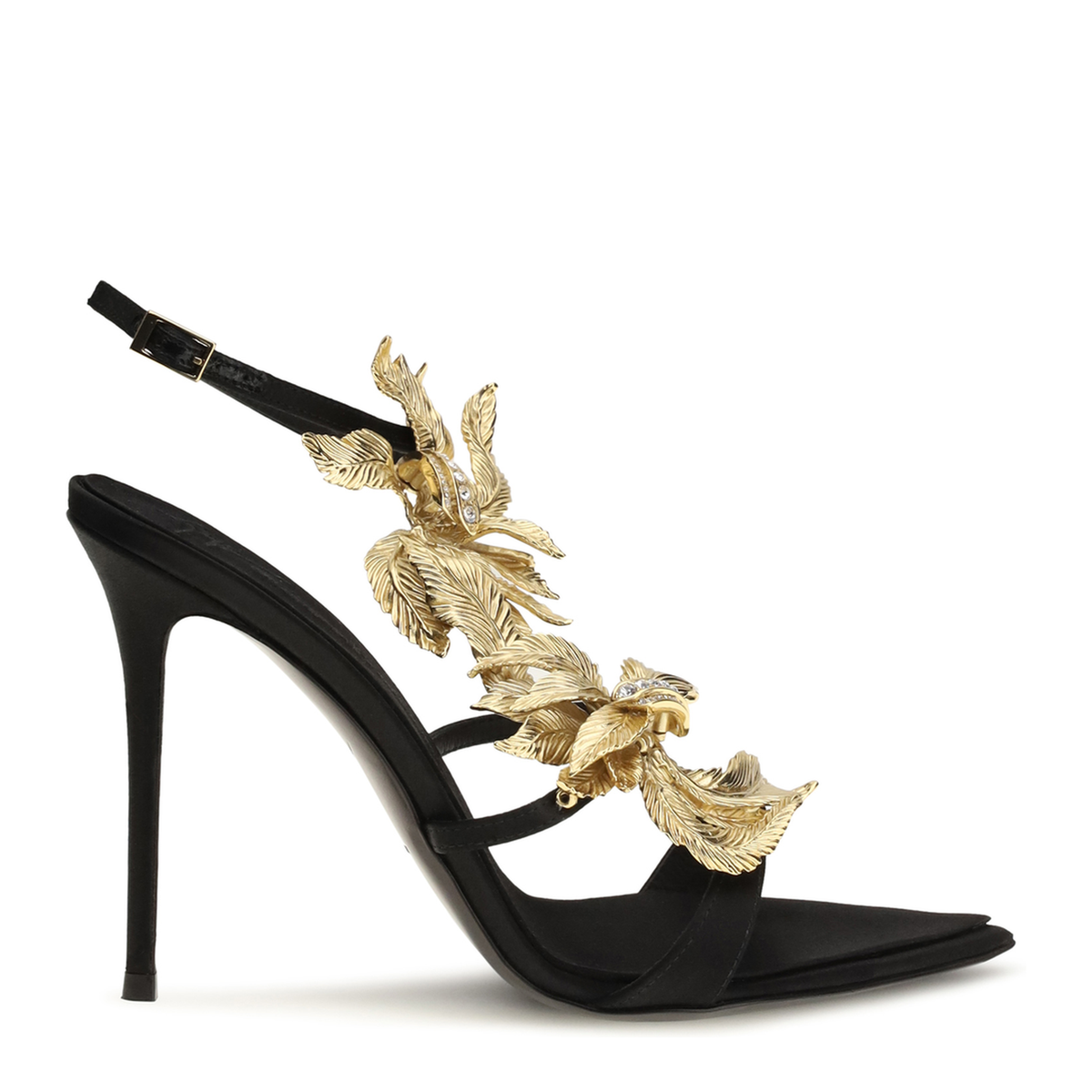 MAYFEYR - Giuseppe Zanotti - Incanto Silk Satin Sandals With Foliage Jewel Detail - I600030001