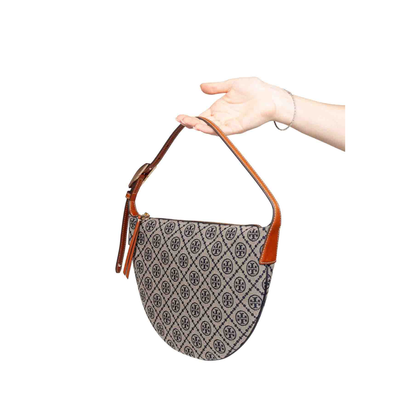 Hobo Bag in Cotton Fabric and Polyester Jacquard