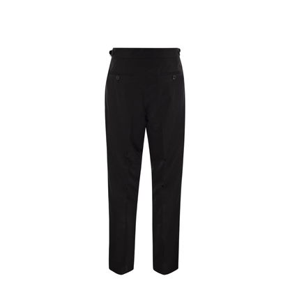 Virgin Wool Canvas Trousers Black