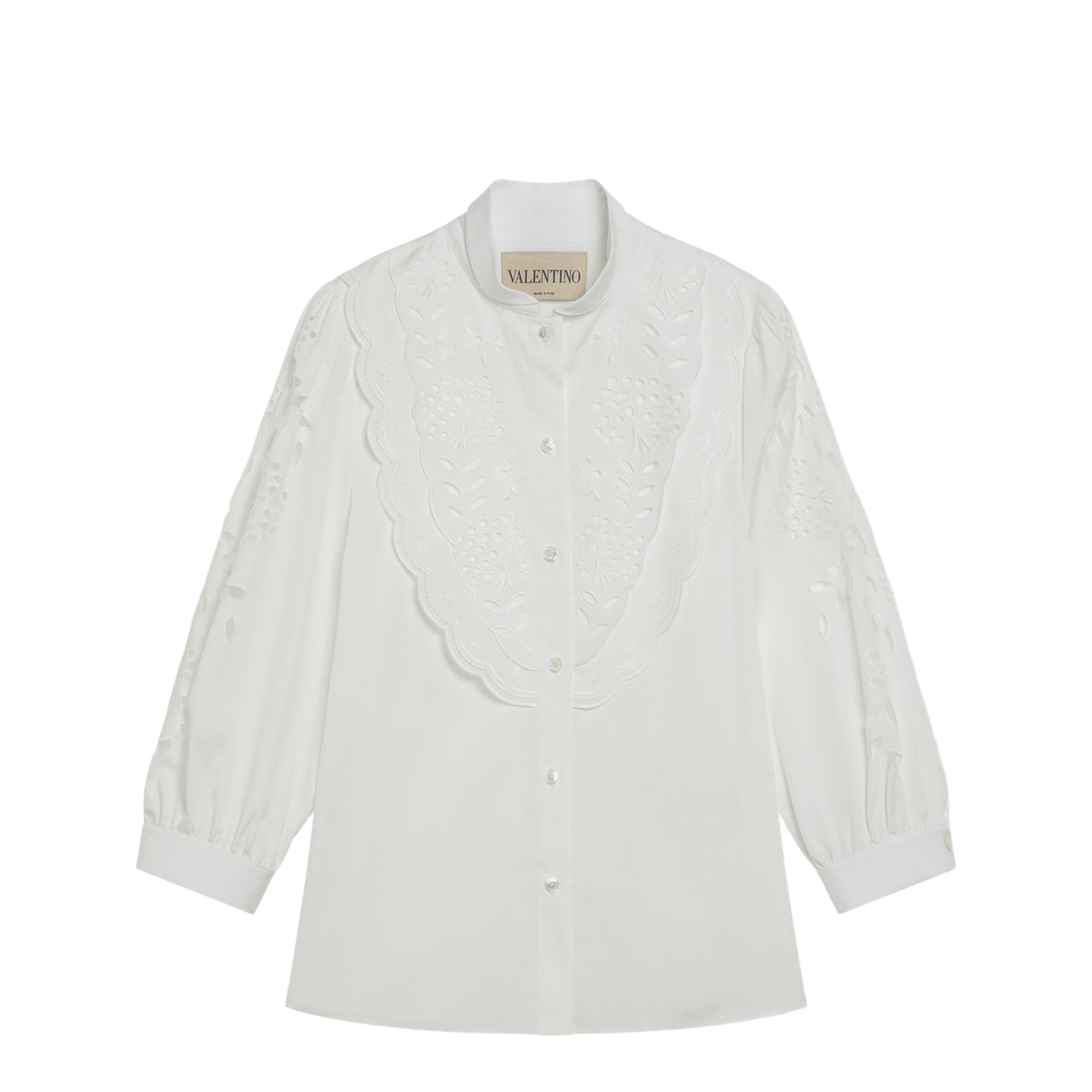 White Shirt with Sangallo Embroidery
