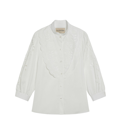 White Shirt with Sangallo Embroidery