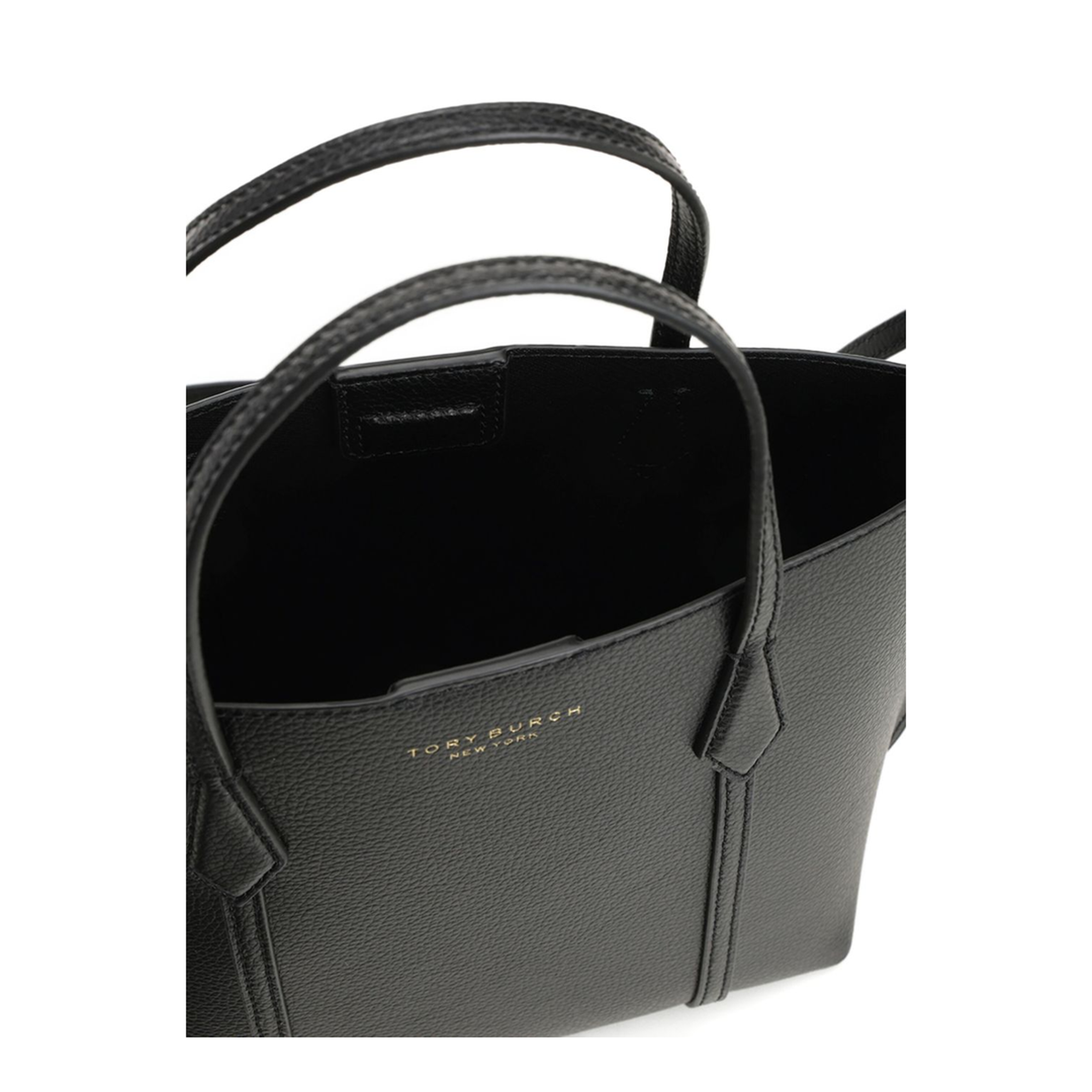 Perry Small Grained Leather Tote - Black