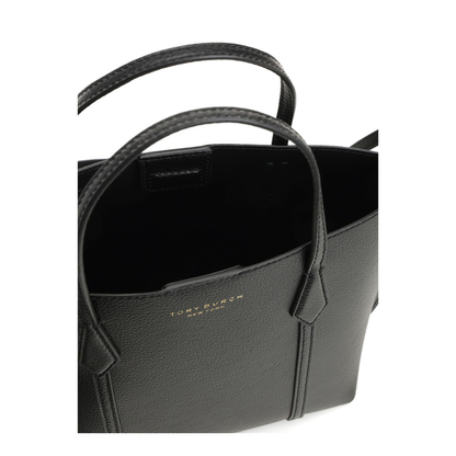 Perry Small Grained Leather Tote - Black