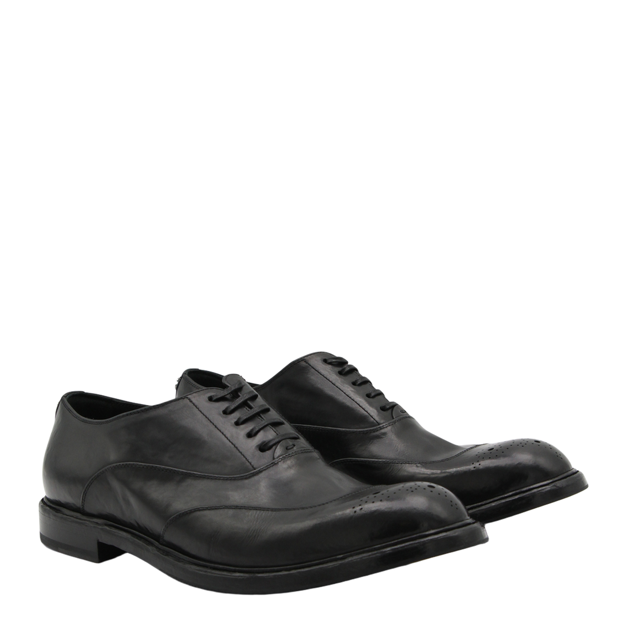 Washed Black Calfskin Lace-Up Shoe