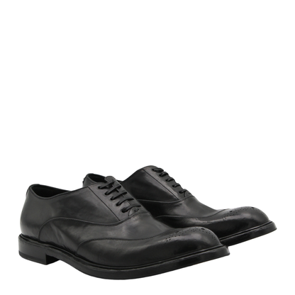 Washed Black Calfskin Lace-Up Shoe