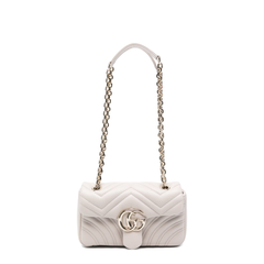 GG Marmont Small Matelassé Chevron Nappa Leather Shoulder Bag - Light Grey