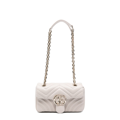 GG Marmont Small Matelassé Chevron Nappa Leather Shoulder Bag - Light Grey