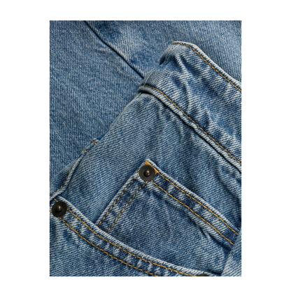 Blue Denim Regular-waisted Wide-leg Jeans