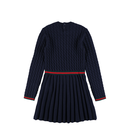 Blue Wool Dress with Web Detail