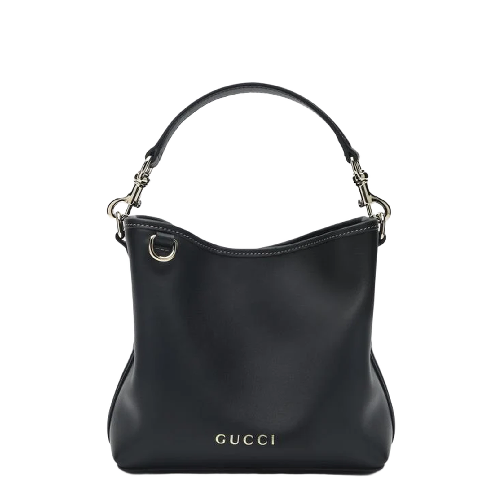 Mini Bucket Bag in Black Leather