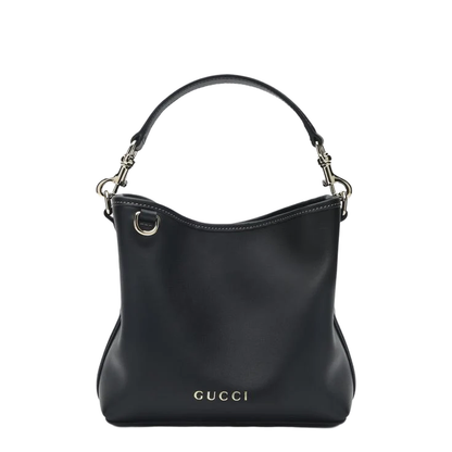 Mini Bucket Bag in Black Leather
