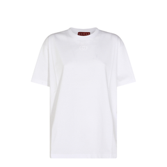 Cotton Jersey T-Shirt with Embroidery in White