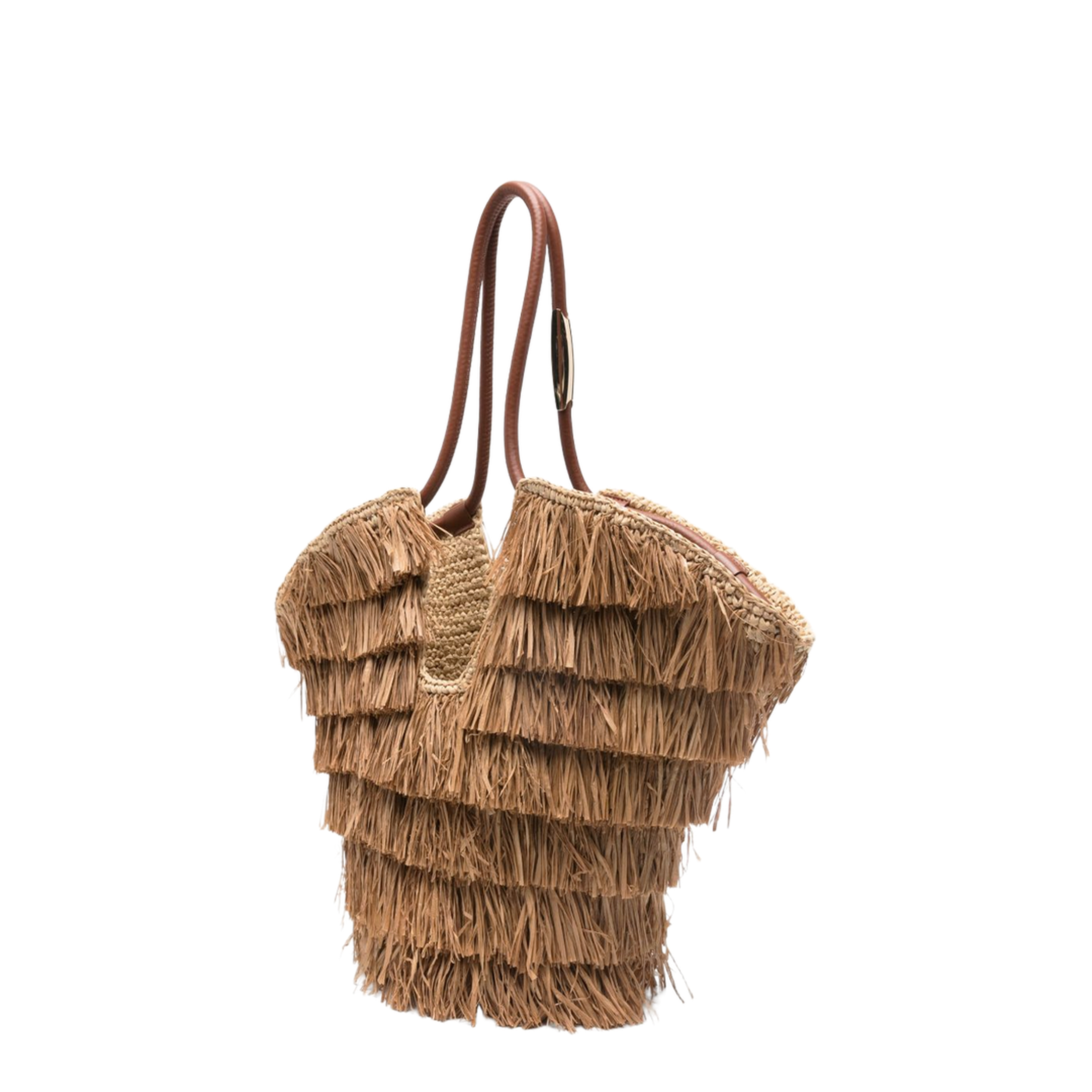 Goldentime Medium Fringed Tote Bag - Brown
