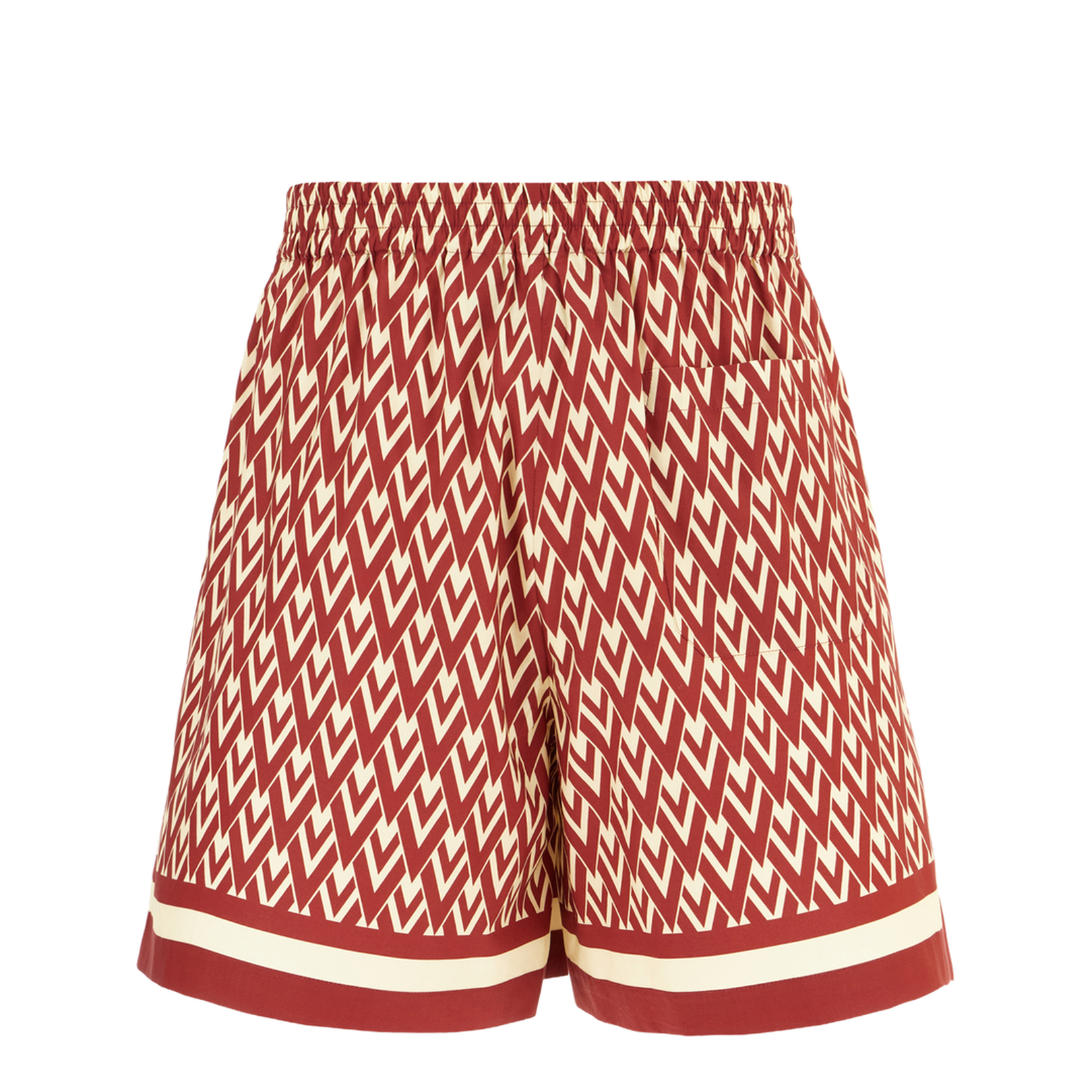 Red and Cream Cotton Bermuda Shorts with Toute la V Print