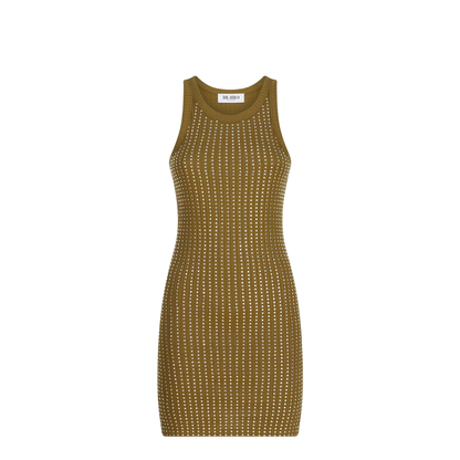 MAYFEYR - The Attico - Military Green Mini Dress With Rhinestones - 251WCW00206JJJ051T081
