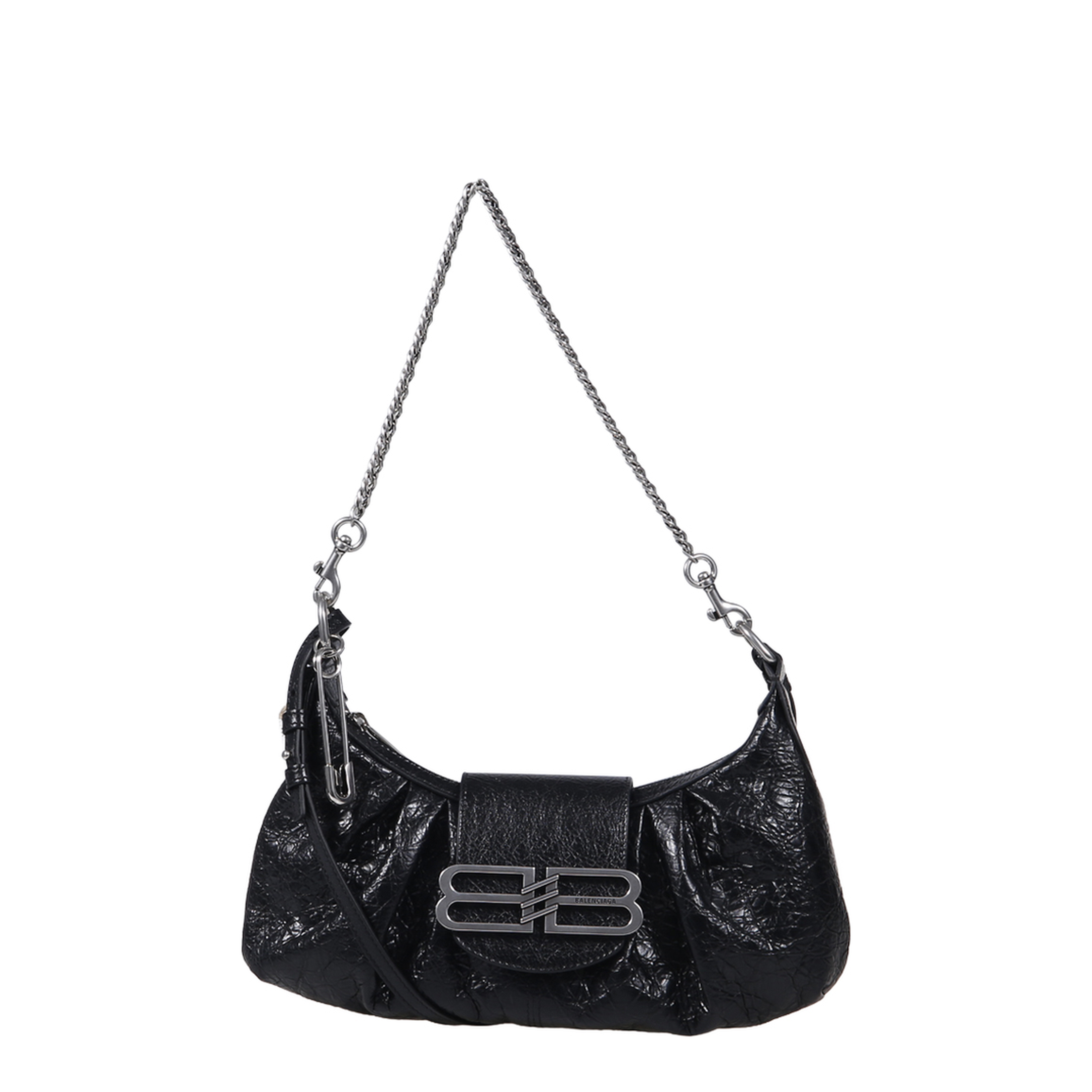 Black Leather Small Pamela Shoulder Bag
