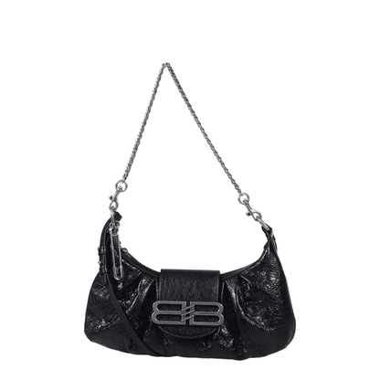 Black Leather Small Pamela Shoulder Bag