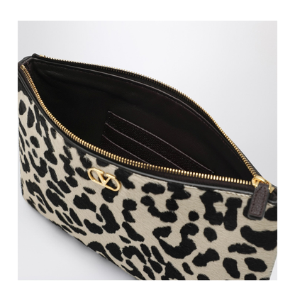 Beige Leopard Clutch Bag
