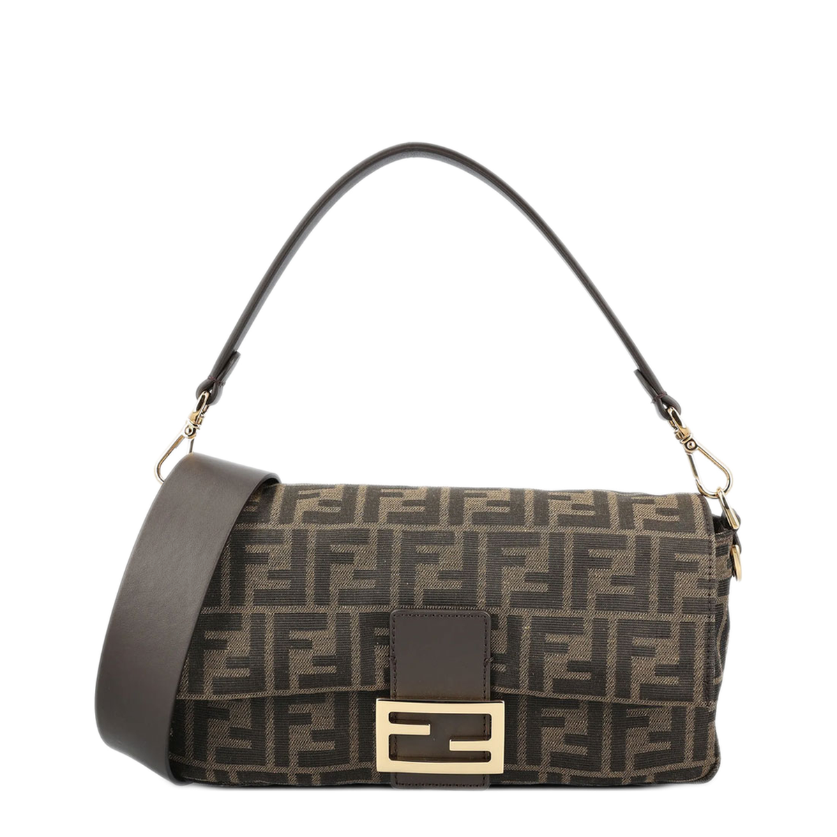 Baguette Medium FF Jacquard Shoulder Bag - Tobacco Brown