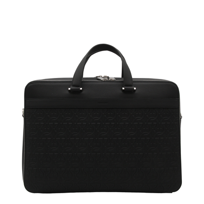 Salvatore Black Leather Business Gancini Top Handle Bag