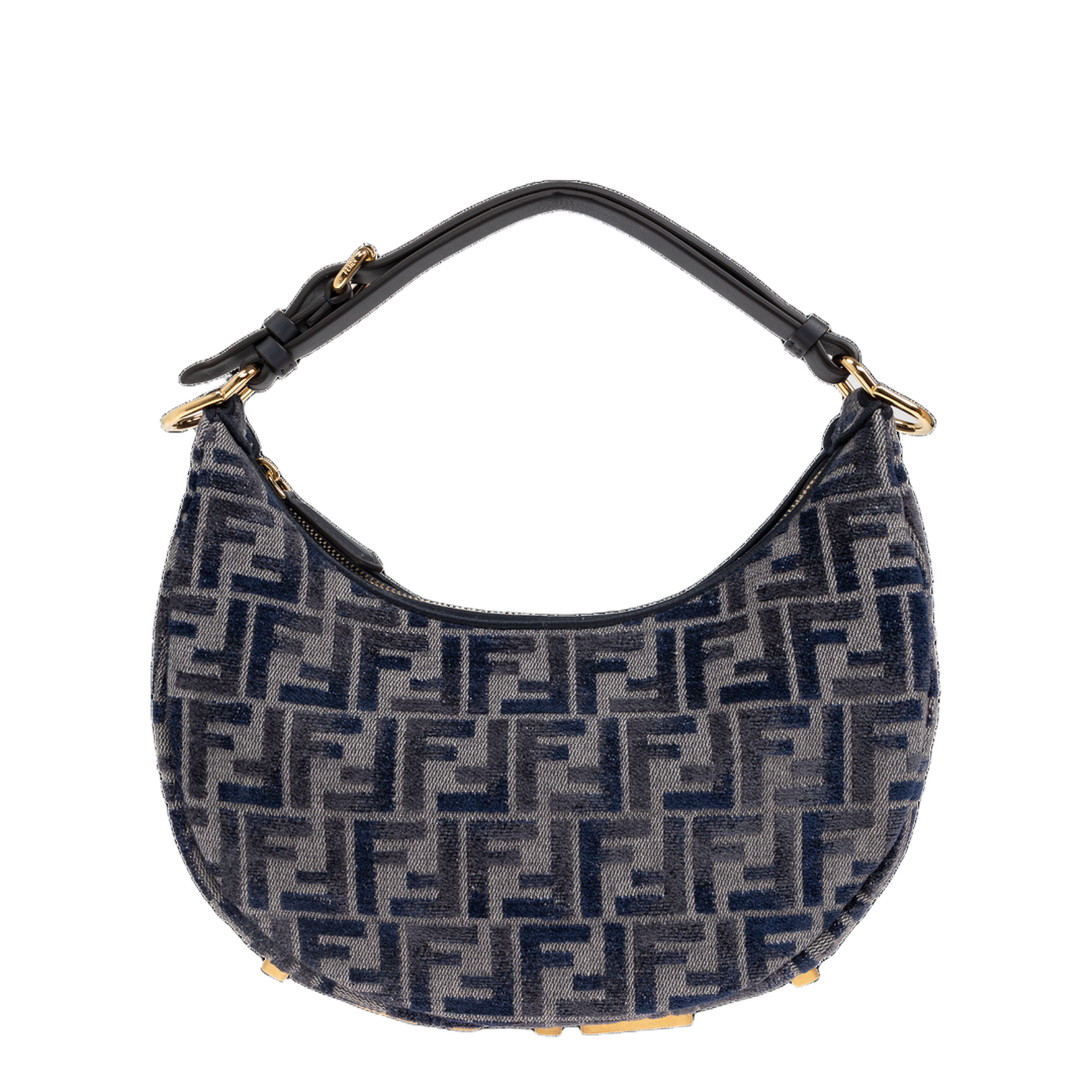 Fendigraphy Small Canvas Hobo Bags - Navy Blue