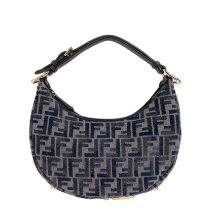 Fendigraphy Small Canvas Hobo Bags - Navy Blue