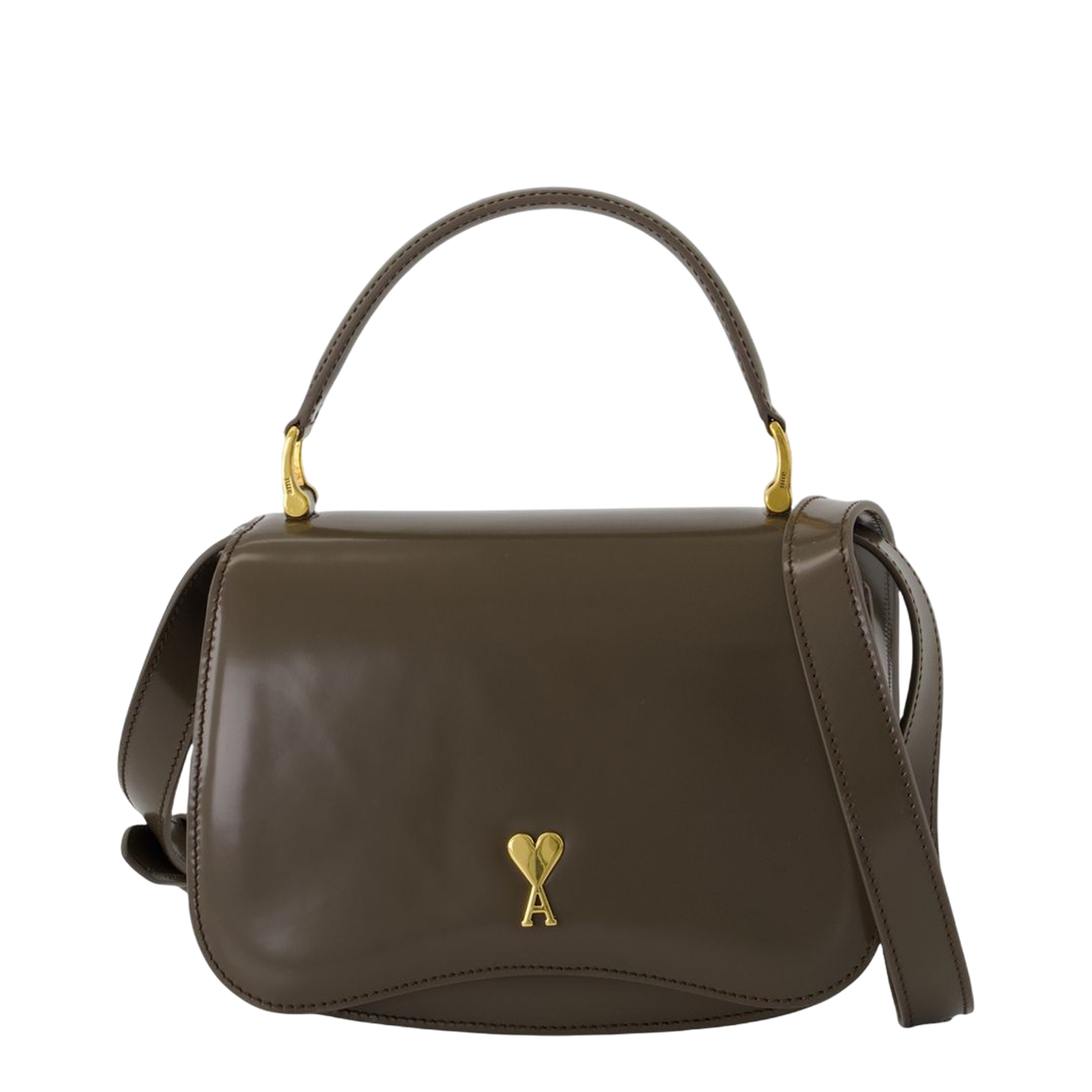 Grey Glazed Leather Top Handle Bag
