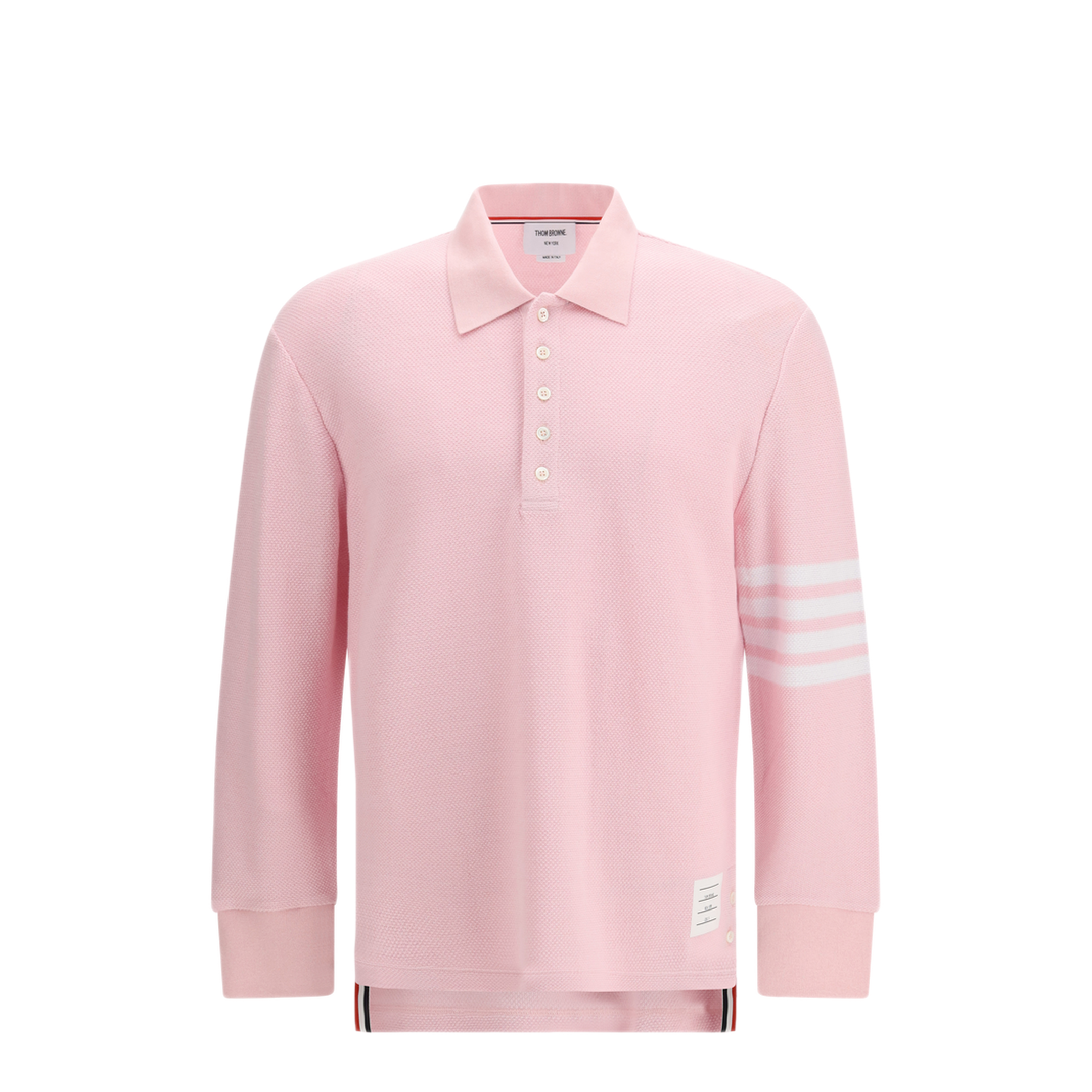 MAYFEYR - Thom Browne - Textured Piqu 4 Bar Long Sleeve Polo - MJP234AJ0248680