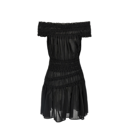 Smocked Cotton Dress In Black