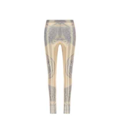 Baroque-print Leggings - Yellow