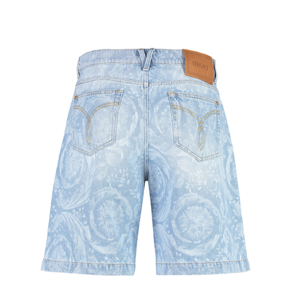 Light Blue Allover Denim Shorts