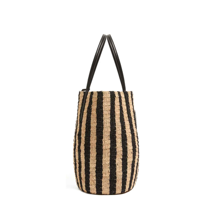 Striped Raffia Shopping Bag