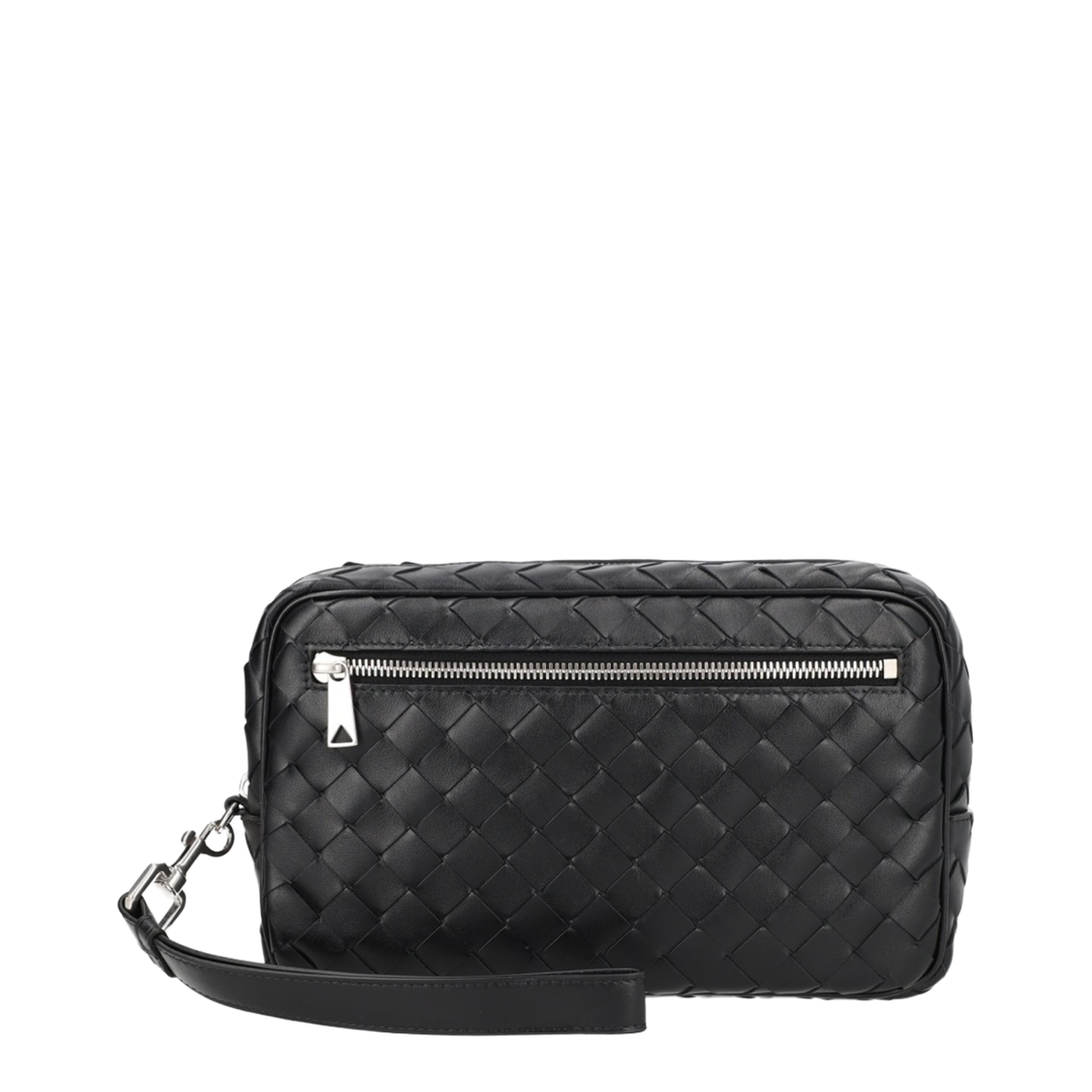Intrecciato Pouch With Wristlet in Black