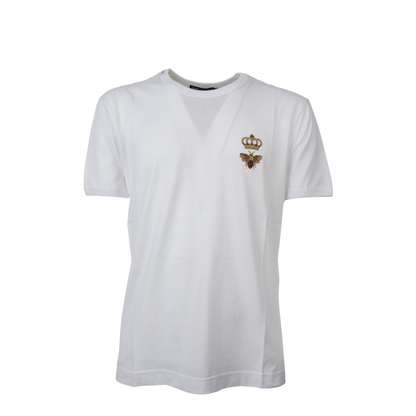 MAYFEYR - Dolce & Gabbana - Cotton Jersey T-Shirt With Lurex Embroidery - G8PV1ZG7WUQ