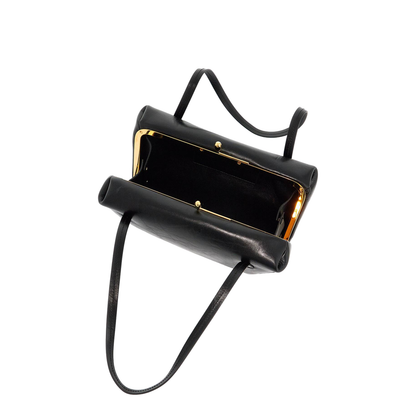 Black Leather Goji Pillow Handbag