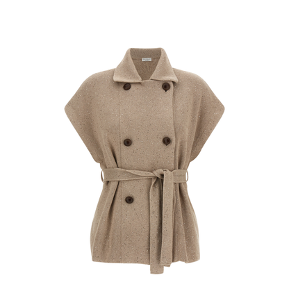 Double-Breasted Cotton Coat - Beige