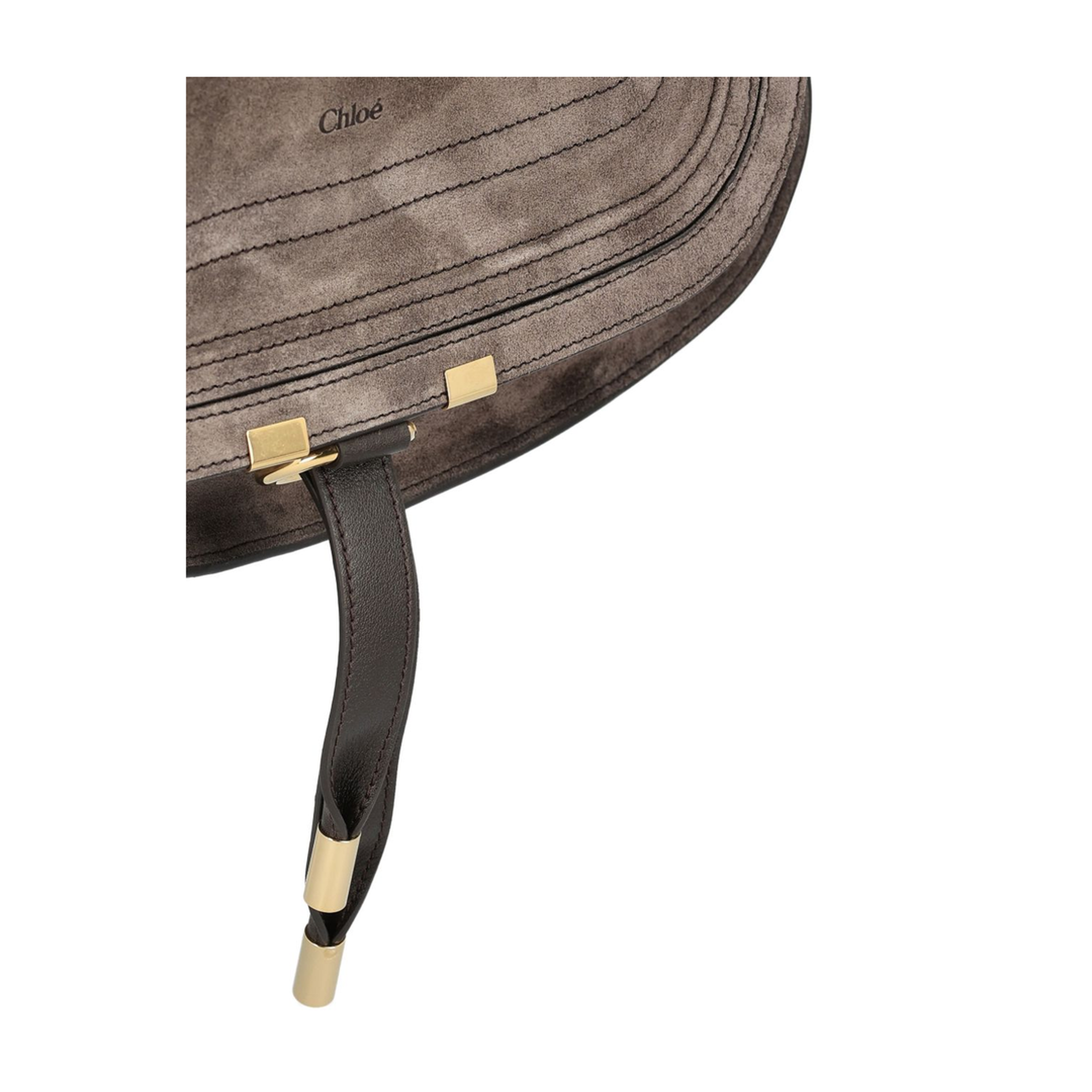 MAYFEYR - Chloè - Small Marcie Shoulder Bag In Suede Leather Brown - CH26SS882P3724X