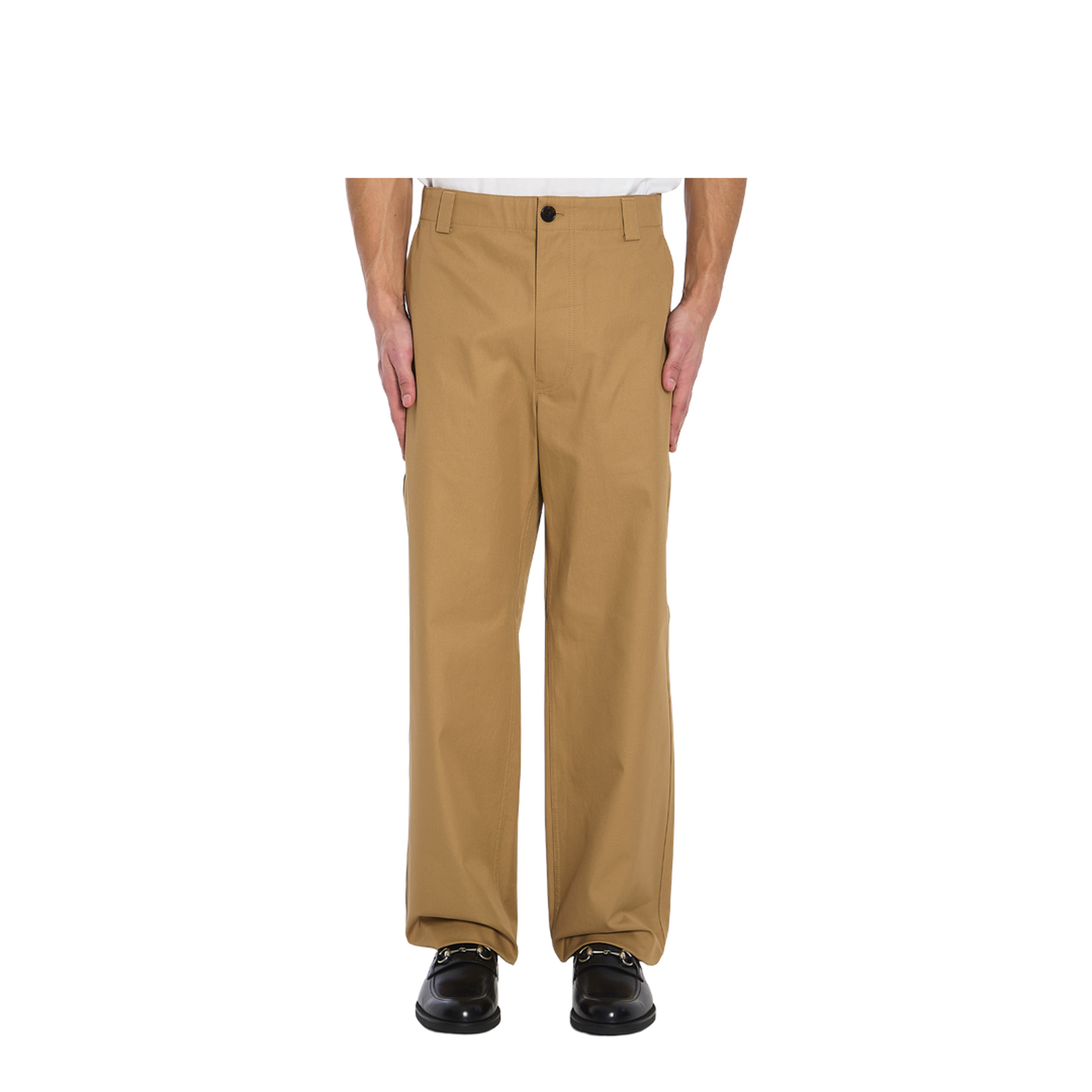 Compact Cotton Twill Trousers with Web